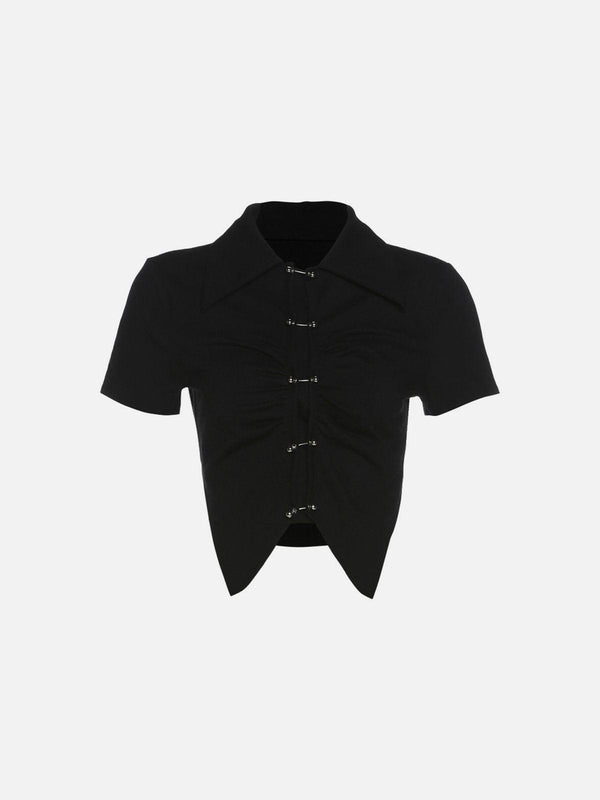 Metal Button Short Sleeve Shirt