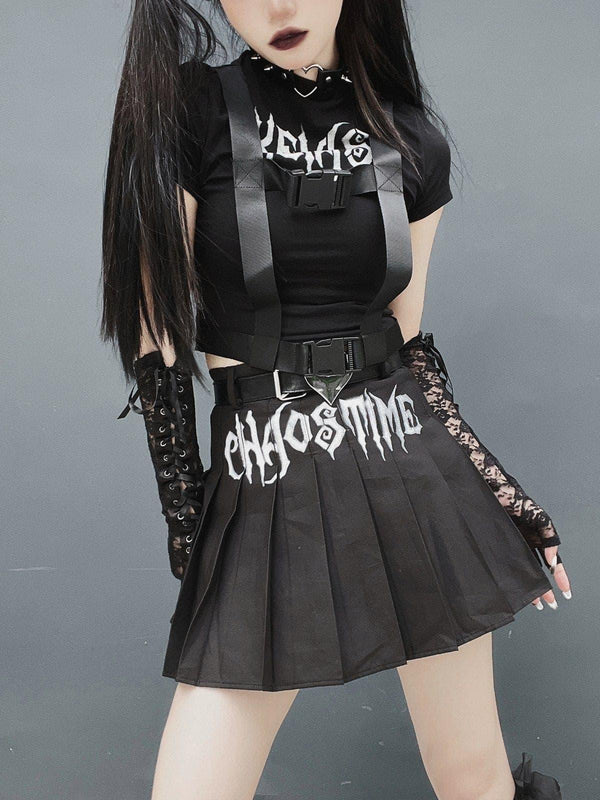 Gothic Alphabet Straps Short Sleeve Shirts