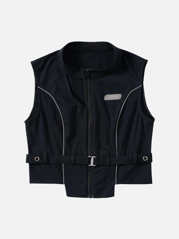 Reflective Strip Zip Up Vest