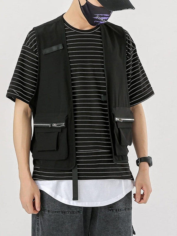 Combat Zipper Pocket Cardigan Vest