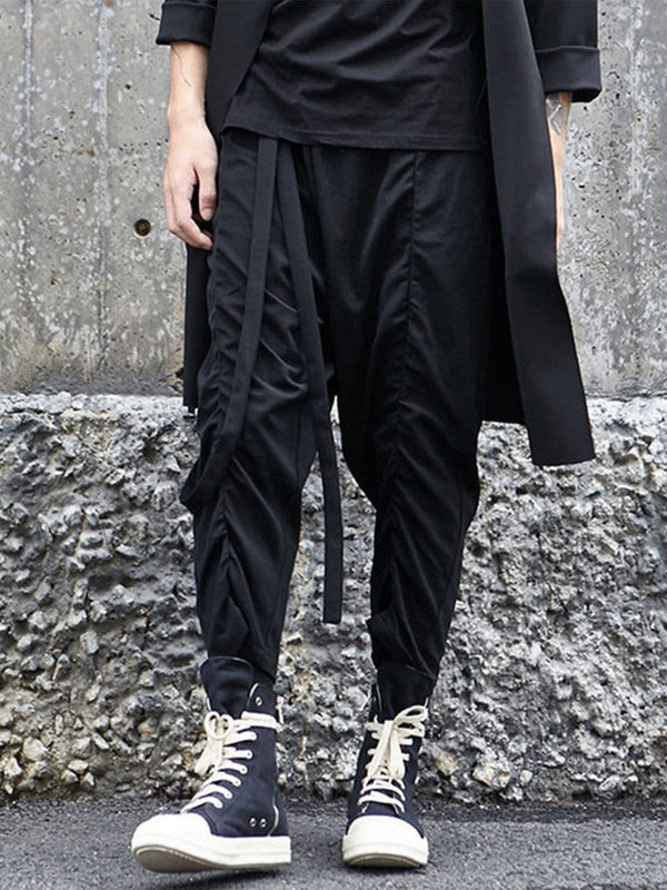 Dark Elastic Ribbons Oversized Pants