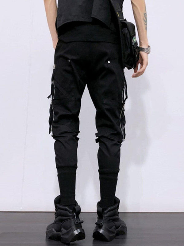 Function Multi Zipper Bandage Cargo Pants