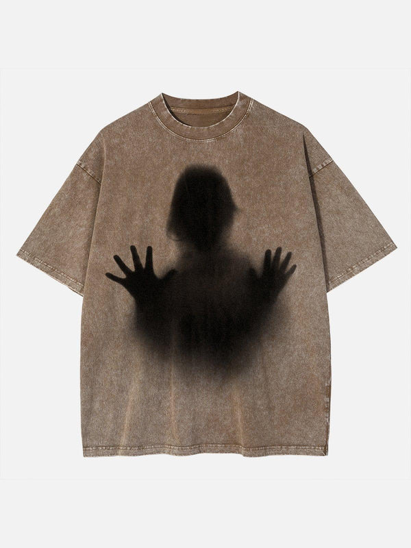 Dark Shadow Portrait Graphic Washed Tee