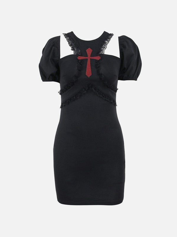 Appliqué Crucifix Lace Dress