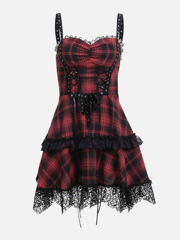 Plaid Straps Gothic Dress