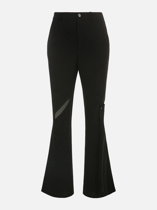 Dark Mesh Ribbons Mini Flared Pants