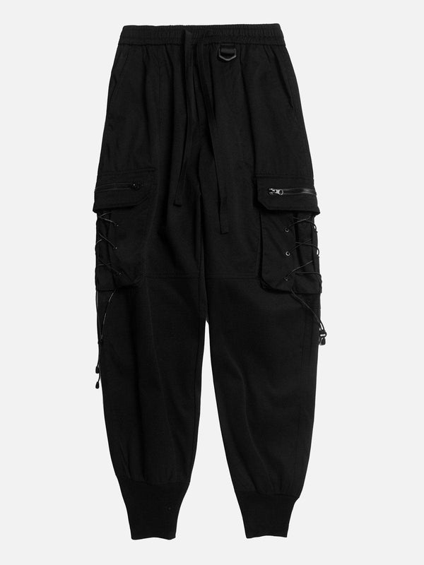 Rope Pocket Drawstring Skinny Cargo Pants