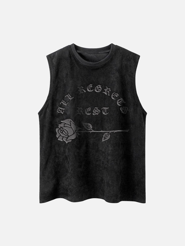 Gothic Alphabet Rose Suede Vest