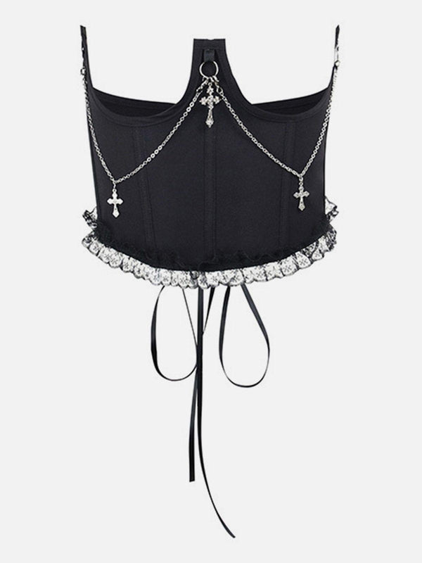 Cross Chain Corset Waist Vest