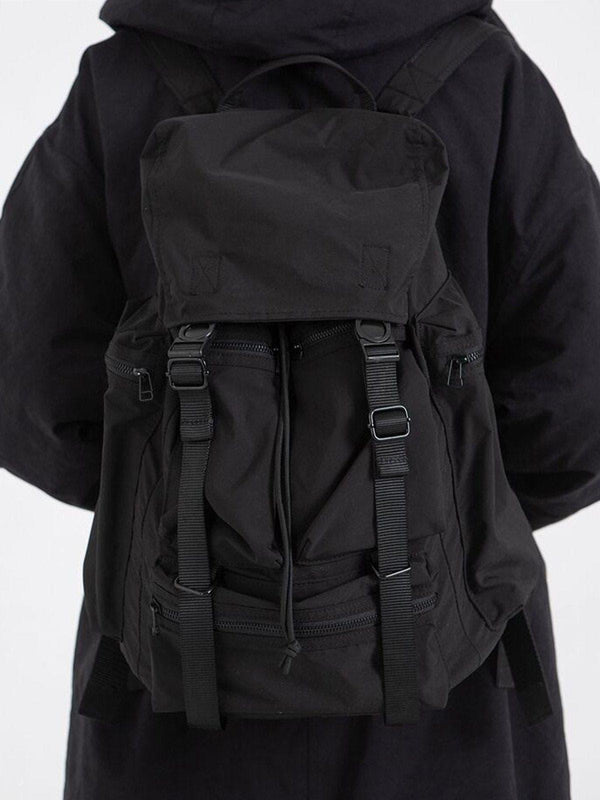 Function Drawstring Multi Pockets Nylon Backpack
