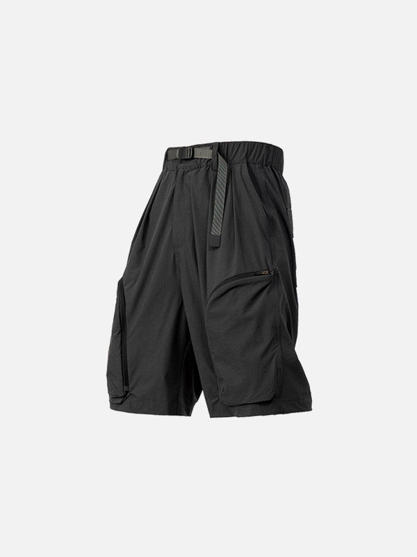 Curved Zip Pocket Cargo Shorts