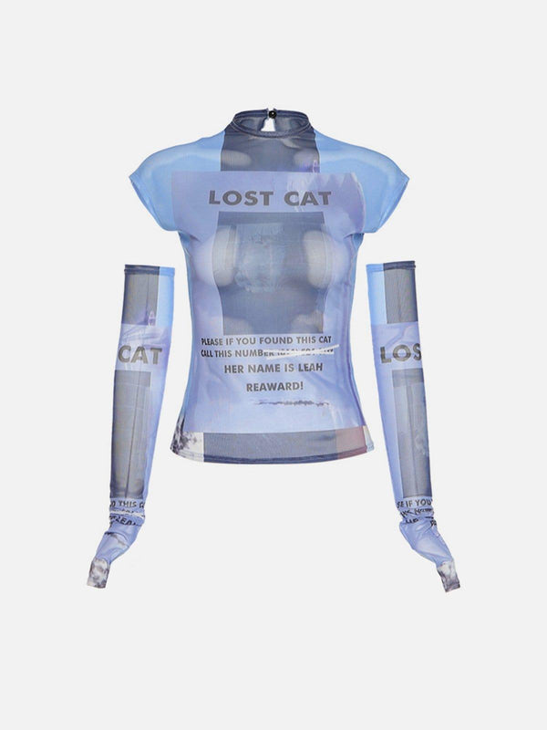 Future Transparent Print Cuff Shirt