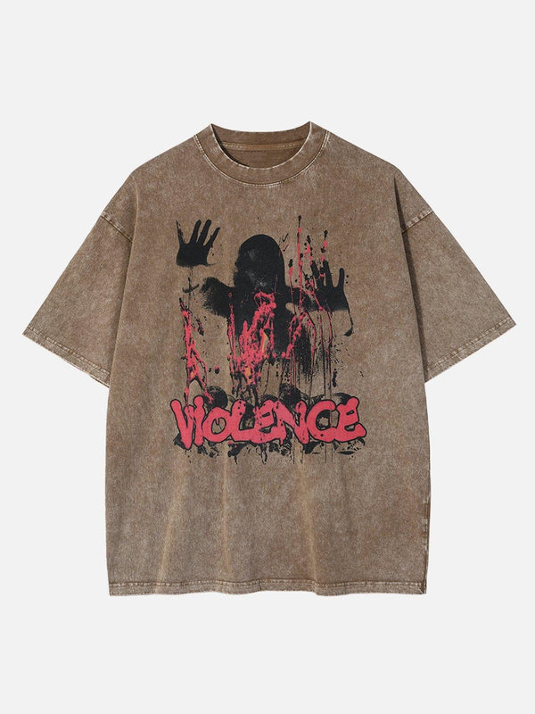 “VIOLENCE” Shadow Ghost Graphic Washed Tee