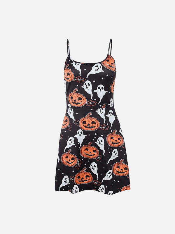 Pumpkin Ghost Print Dress