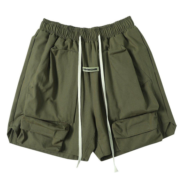 Three-dimensional Pleated Pockets Cargo Shorts