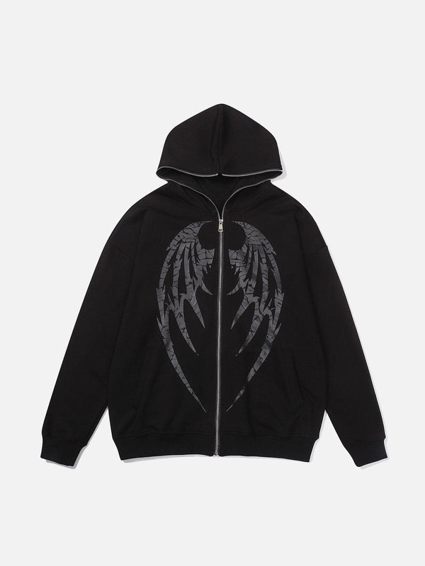 Dark Skeleton Wings Zip Up Hoodie