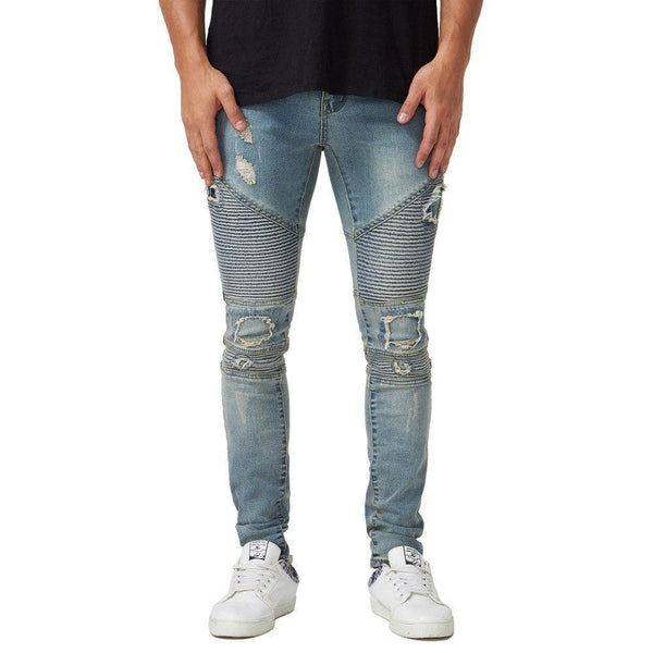 Distressed Biker Jeans