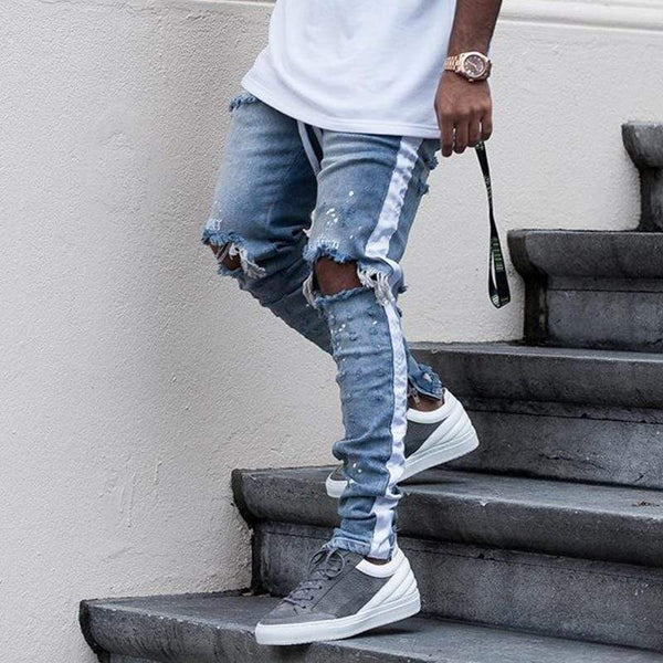 Distressed Side Strip Jeans